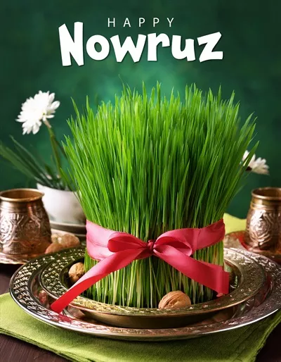 عکس طراحی پوستر نوروز با تزئینات سفره هفت سین