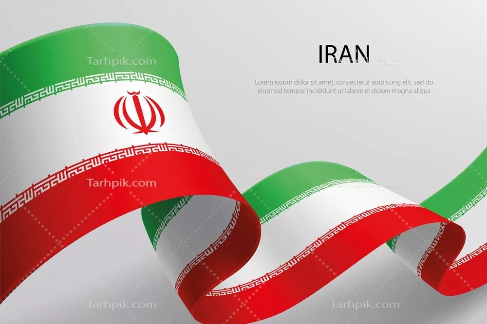 وکتور طراحی ربان پرچم ایران بر روی پس زمینه روشن