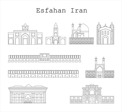 وکتور نمادهای فرهنگی و تاریخی شهر اصفهان