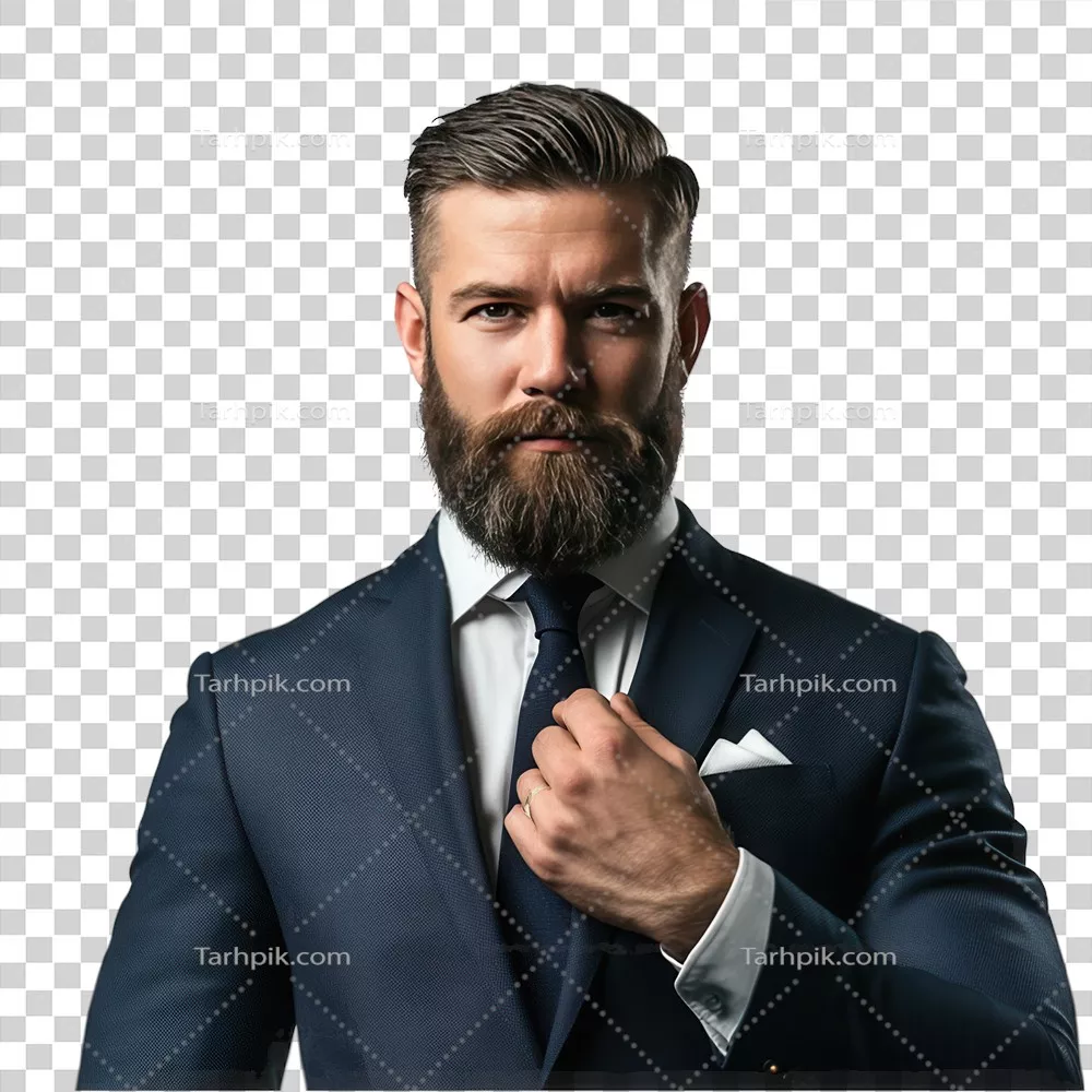 عکس دوربری مردی با ریش و کت و شلوار مدرن