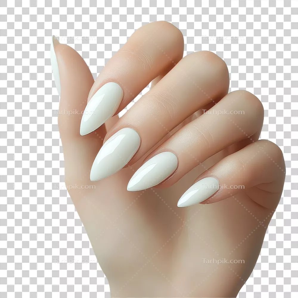عکس دوربری دست زیبا و شیک یک زن با مانیکور بی‌نقص