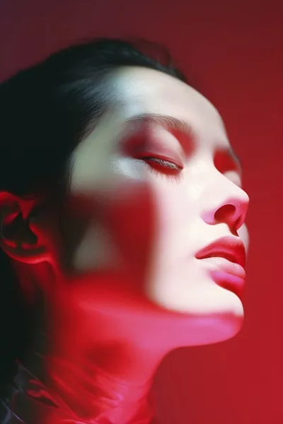 عکس پرتره انتزاعی چهره زن با افکت‌های نوری