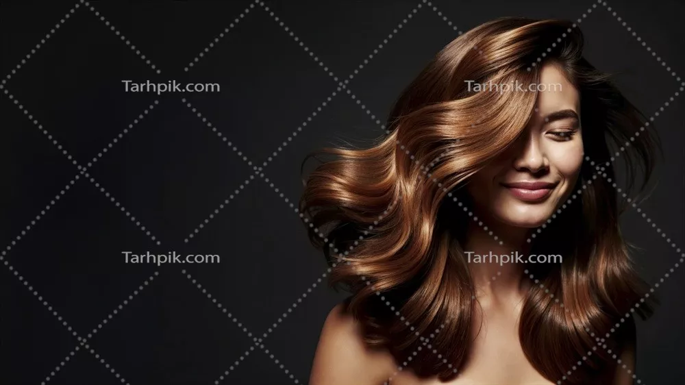 عکس زن زیبا با موهای قهوه‌ای براق و بی‌نقص