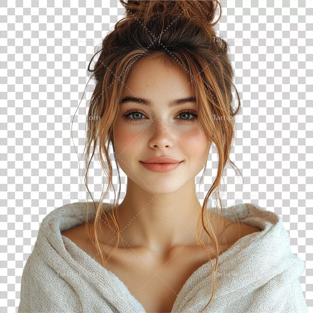 عکس دوربری زن جوان زیبا با پوشش راحت و طبیعی