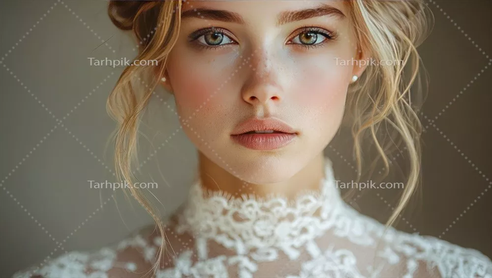 عکس پرتره زیبای زن جوان با موهای بلوند و زیبایی خاص
