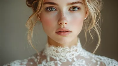 عکس پرتره زیبای زن جوان با موهای بلوند و زیبایی خاص