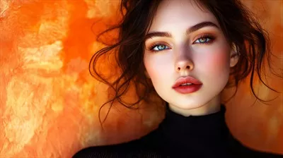 عکس زن با موهای بلند قهوه ای و چشمان آبی که لباس مشکی پوشیده است