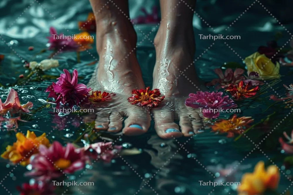 عکس پاها در حال پدیکور با لاک ناخن زیبا