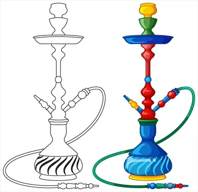 وکتور تصویر خطی قلیان رنگارنگ به صورت کنار هم