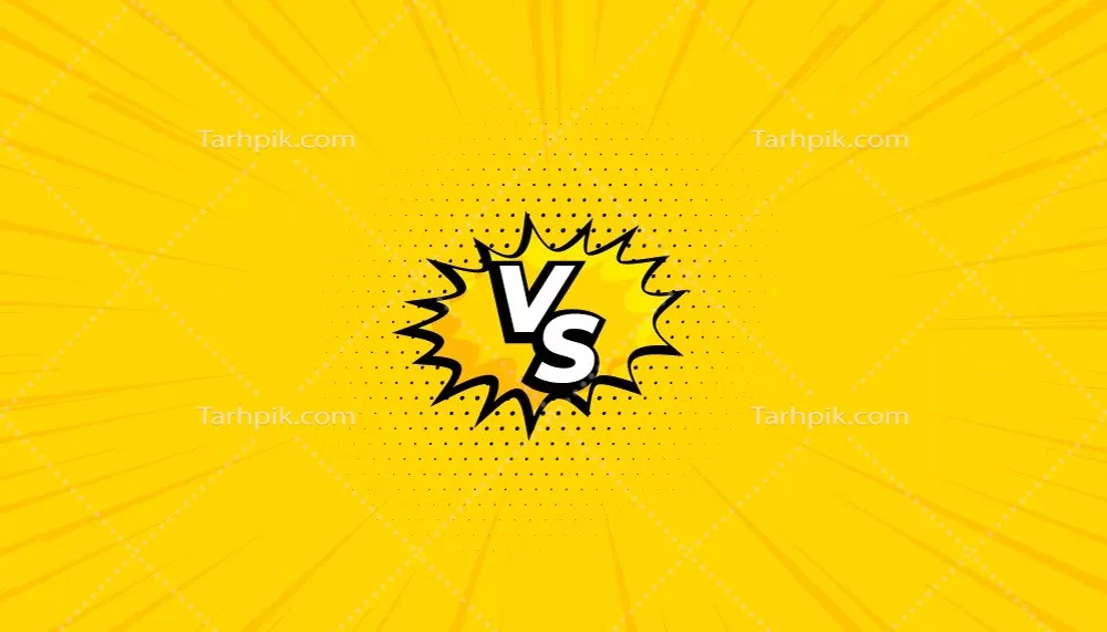 وکتور طراحی بنر زرد چالش دوئل در سبک کمیک