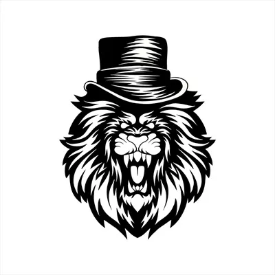 وکتور لوگوی سر شیر عصبانی با کلاهی زیبا