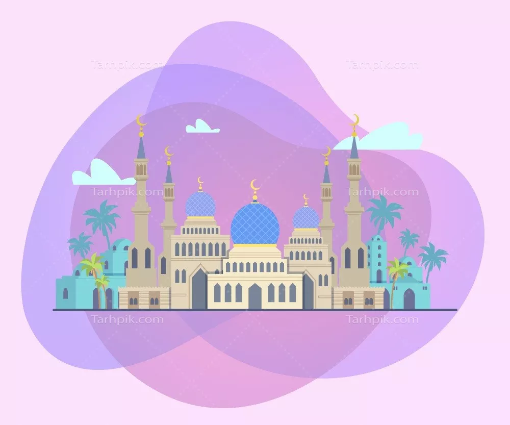 وکتور مسجد با هلال ماه - تصویر وکتور زیبا و معنوی