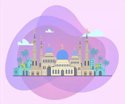 وکتور مسجد با هلال ماه - تصویر وکتور زیبا و معنوی