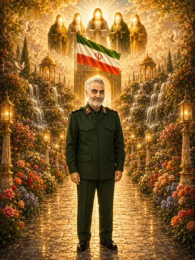 عکس سردار قاسم سلیمانی در بهشت جاودان