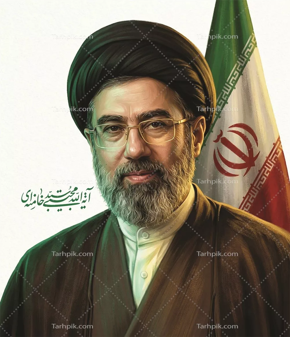 عکس سید مجتبی خامنه ای و پرچم ایران در لحظات ملی