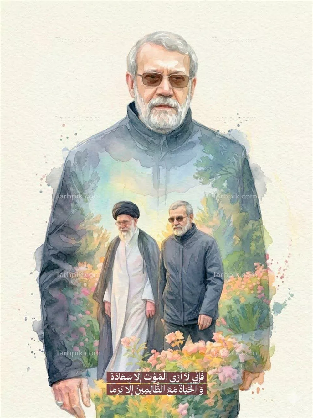 عکس تصویر شهید لاریجانی با عکس شهید خامنه ای در بهشت