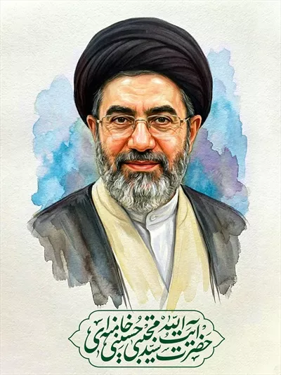 عکس پرتره سید مجتبی خامنه ای با کادر اسم و طراحی زیبا