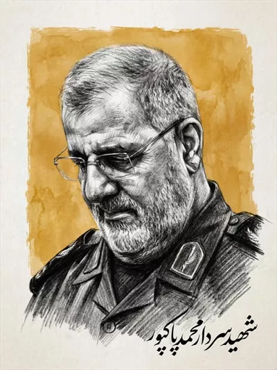 عکس پوستر گرافیکی شهید فرمانده محمد پاکپور با طراحی زیبا