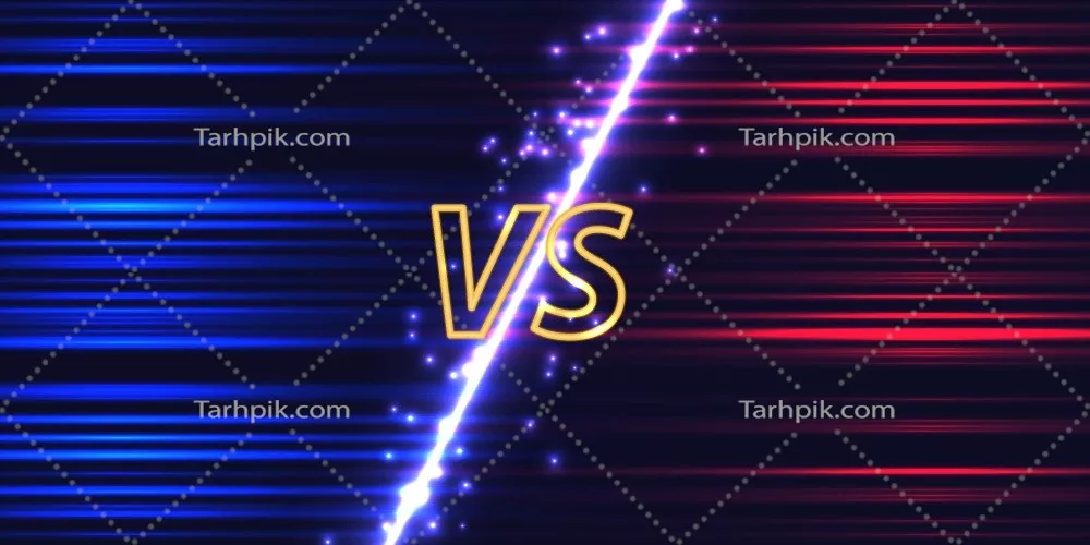وکتور پس زمینه ورزشی آبی و قرمز با افکت نور نئون