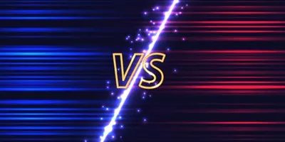 وکتور پس زمینه ورزشی آبی و قرمز با افکت نور نئون