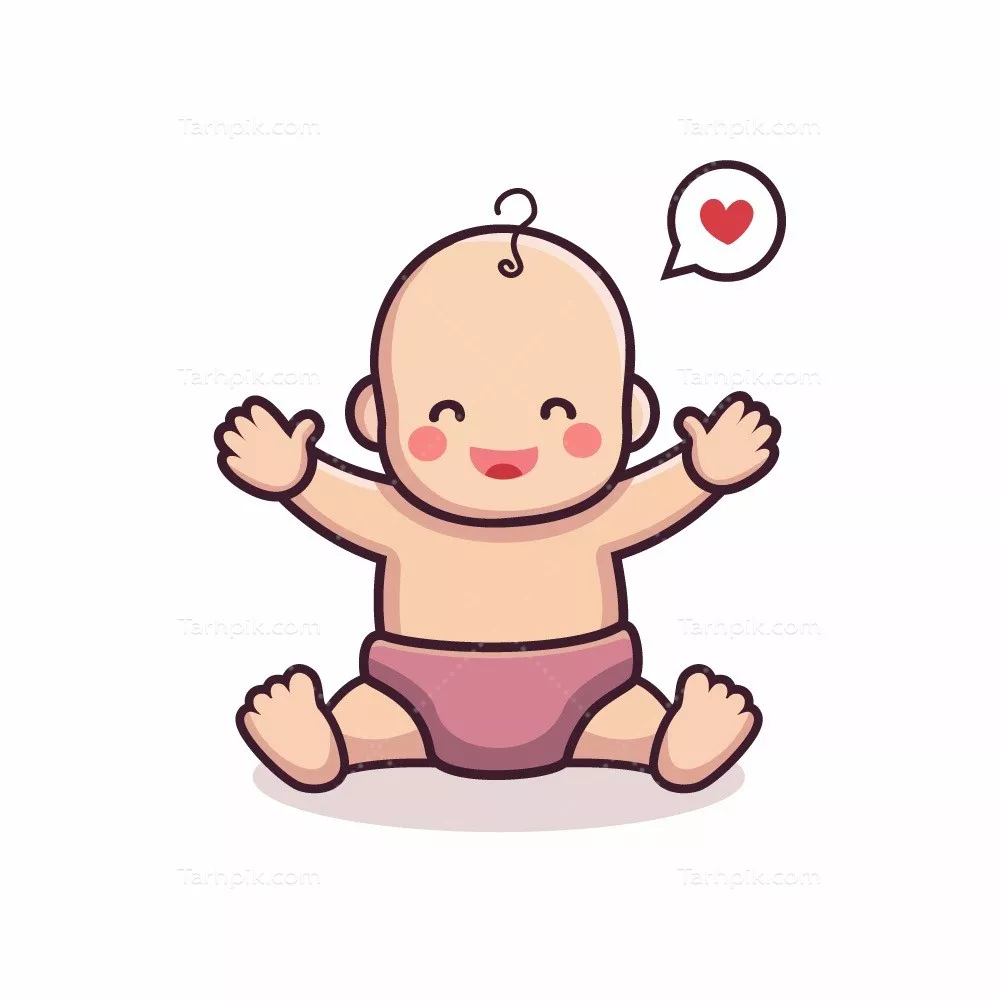 وکتور شخصیت کارتون نوزاد خوشحال و بامزه برای طراحی