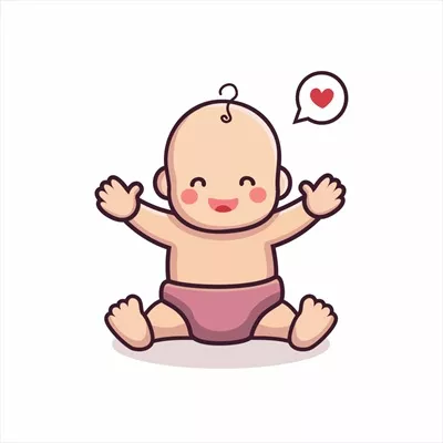 وکتور شخصیت کارتون نوزاد خوشحال و بامزه برای طراحی