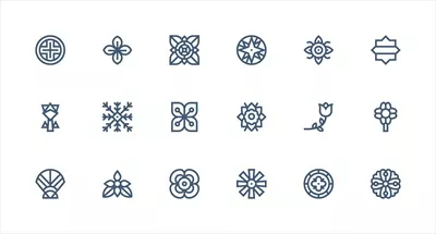 وکتور مجموعه آیکون اسلیمی خط قوی و ضخیم