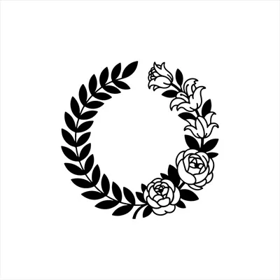 وکتور تاج گل سیاه و سفید با طراحی دایره‌ای و زیبا