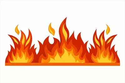 وکتور گرافیک شعله های آتش در پس زمینه سفید
