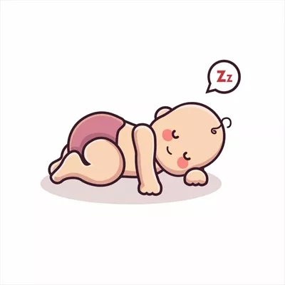 وکتور شخصیت کارتونی نوزاد خواب آلود با حالت خواب