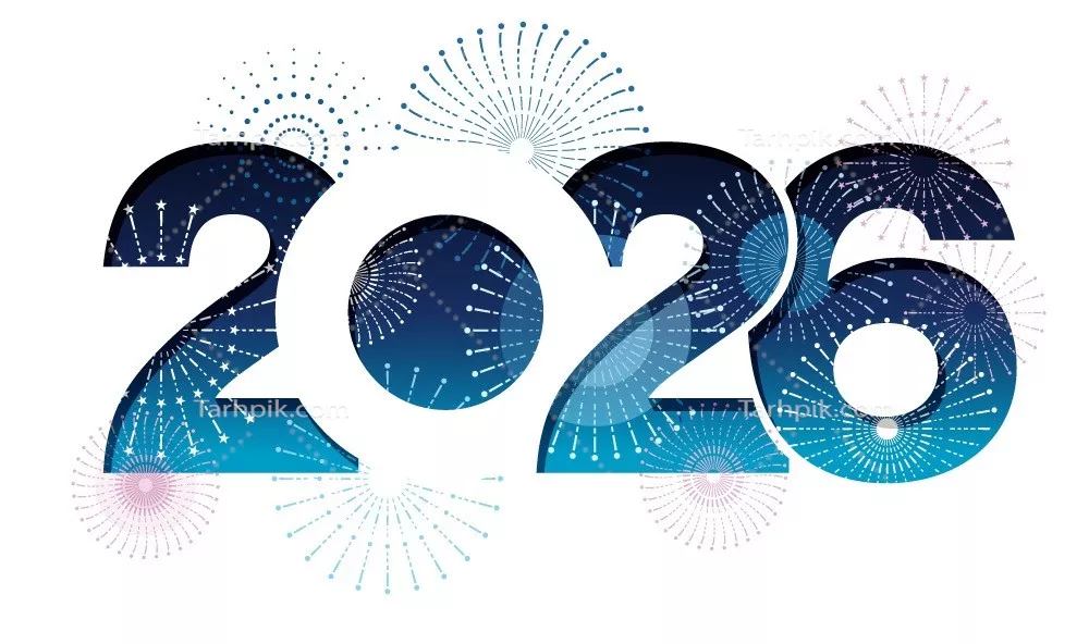 وکتور نماد لوگوی تبریک سال نو 2026 با طراحی زیبا و خاص