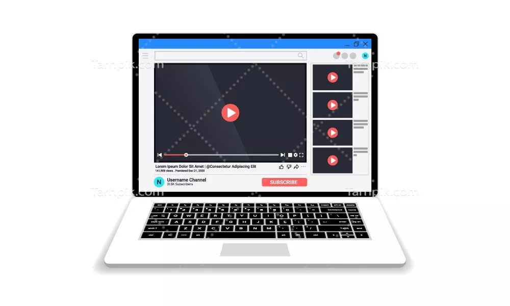 وکتور تصویر وکتور از صفحه نمایش لپ تاپ که ویدیو را نشان می دهد