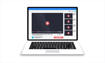 وکتور تصویر وکتور از صفحه نمایش لپ تاپ که ویدیو را نشان می دهد