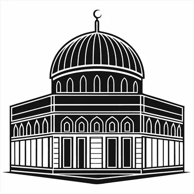 وکتور تصویر سیاه و سفید مسجد الاقصی در اورشلیم