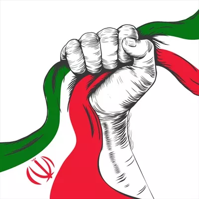 وکتور دست گره کرده و روبان پرچم ایران