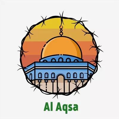 وکتور مسجد الاقصی در غروب با نمایی بی نظیر