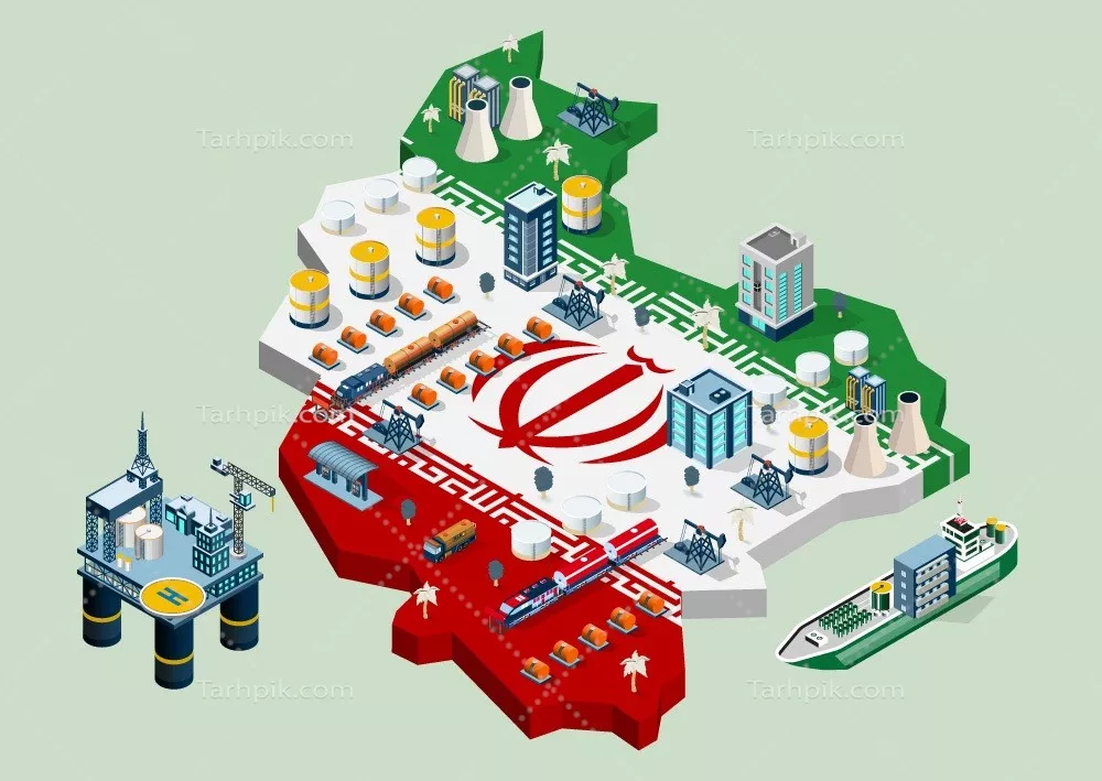 وکتور مفهوم صنعت نفت و گاز ایران با انرژی و قدرت