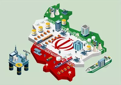 وکتور مفهوم صنعت نفت و گاز ایران با انرژی و قدرت