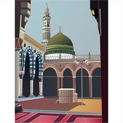 وکتور تصویر وکتور از مسجد النبی در مدینه: طراحی زیبا