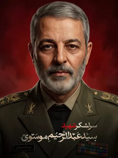 عکس پوستر سرلشکر شهید سید عبدالرحیم موسوی، نماد فداکاری