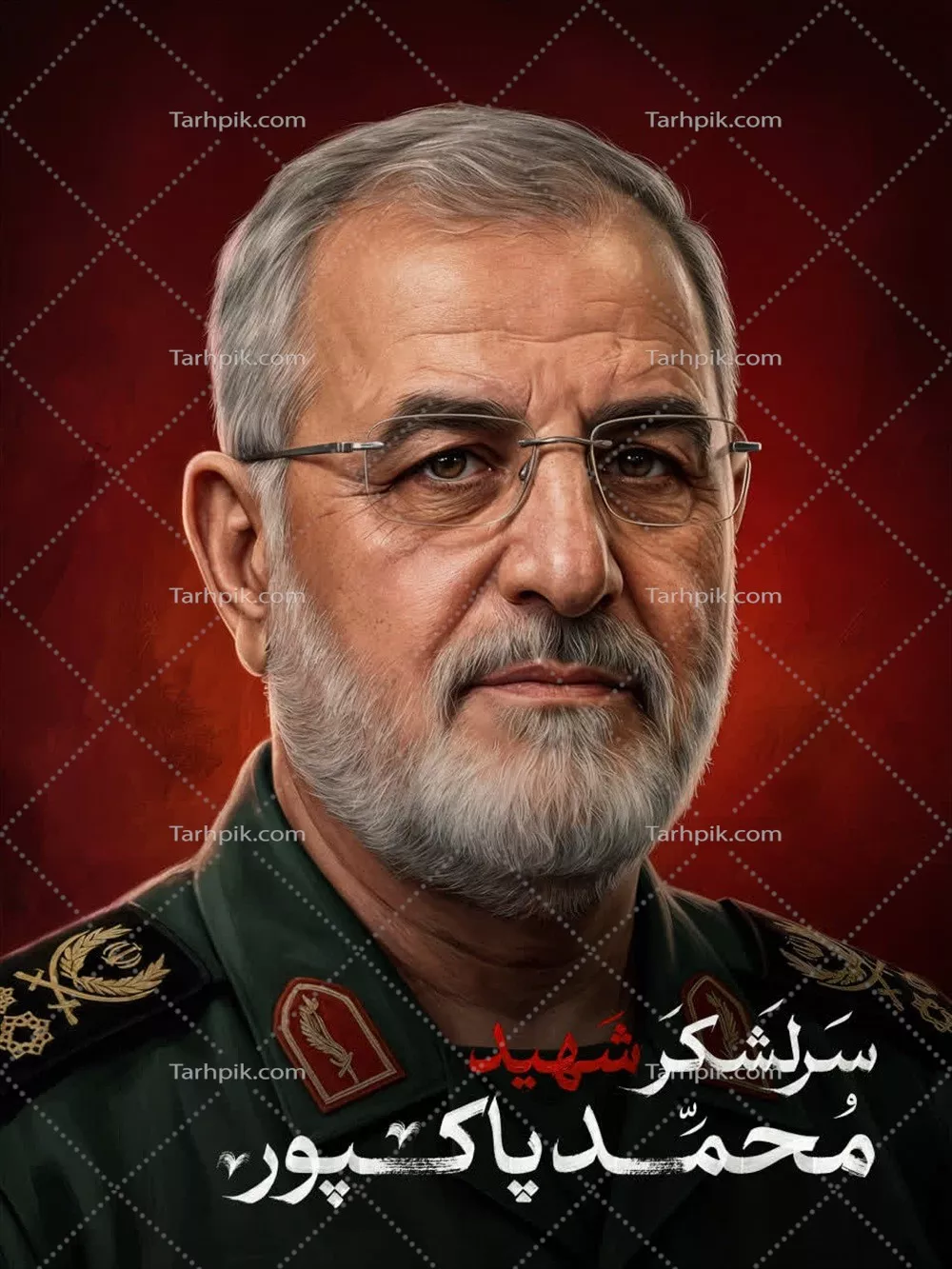 عکس پوستر سرلشکر شهید محمد پاکپور، یادآور دلاوری و شجاعت