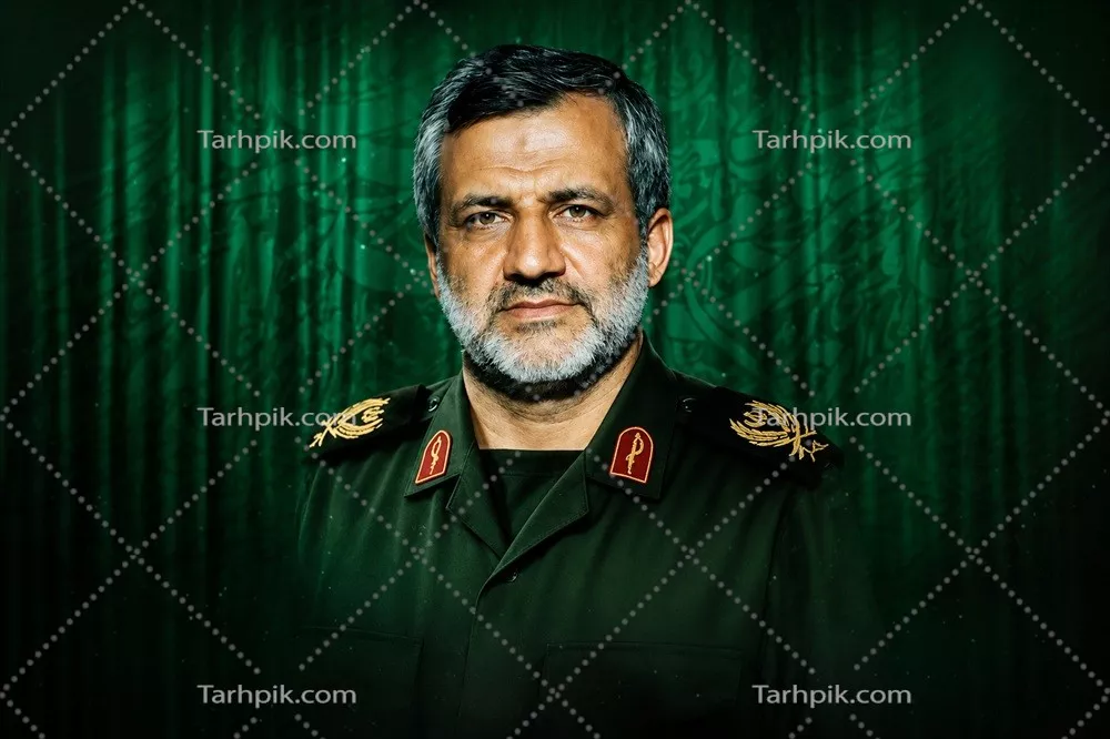 عکس حاج علی هاشمی با کیفیت عالی در پس زمینه سبز