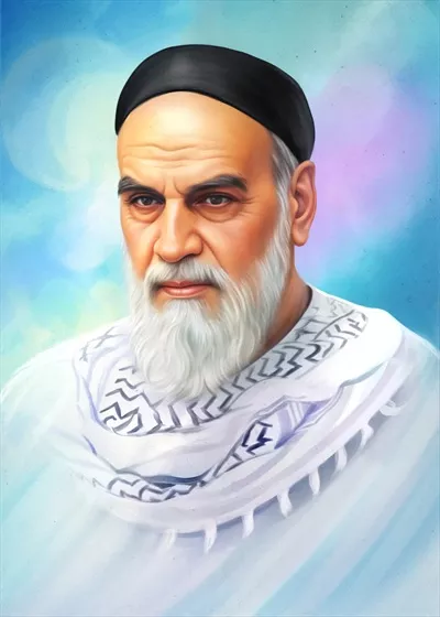 عکس حضرت امام خمینی با پس زمینه گرافیکی زیبا