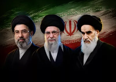 عکس پوستر رهبران ایران با پرچم و نمادهای ملی و فرهنگی