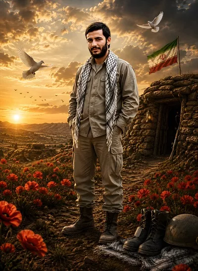 عکس پوستر شهید همت در جبهه با طراحی خاص و جذاب