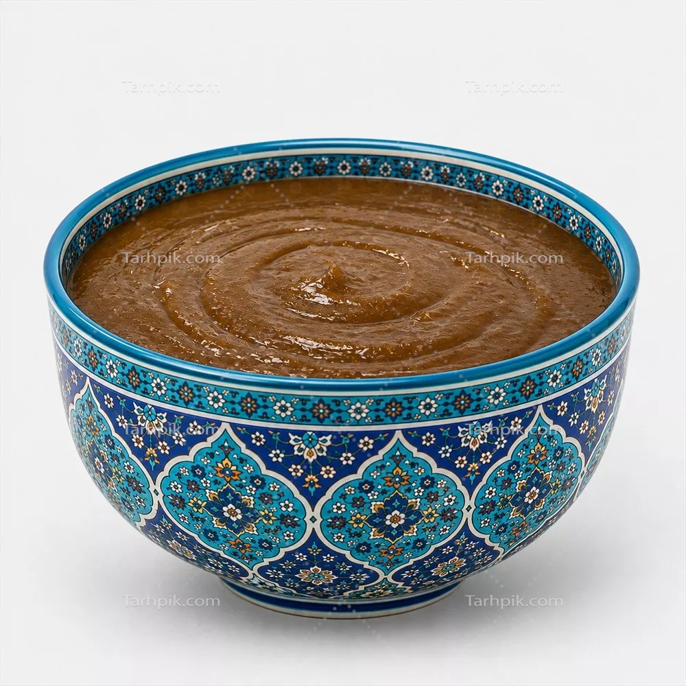 عکس سمنو داخل ظرف با نقش و نگار ایرانی برای سفره هفت سین