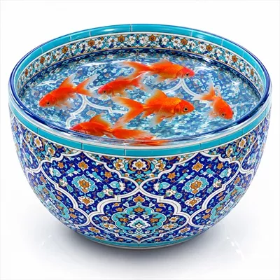 عکس ماهی عید داخل ظرف با نقش و نگار ایرانی برای سفره هفت سین