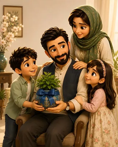 عکس پوستر تصویر سازی روز پدر با خانواده ایرانی و احترام