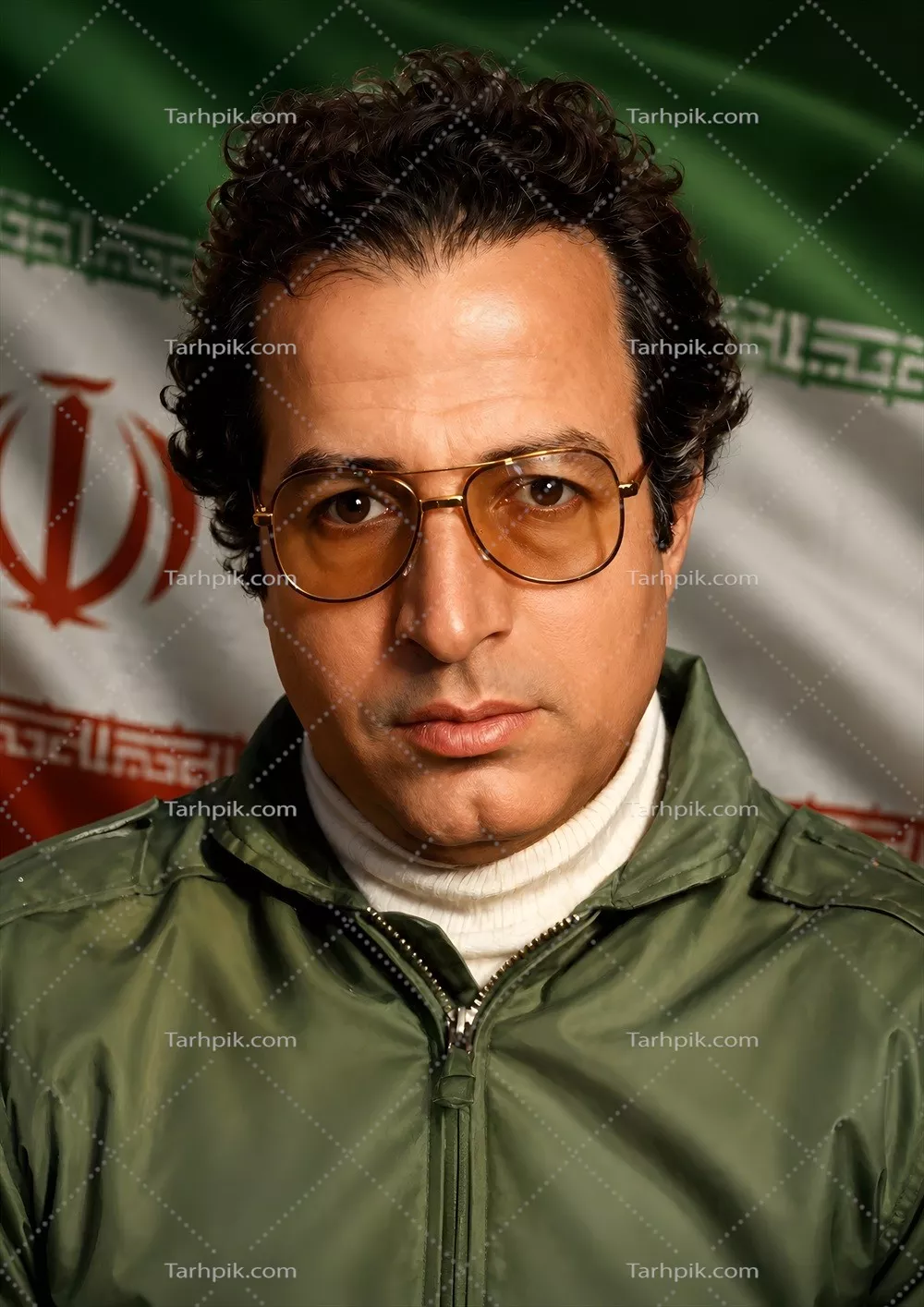 عکس شهید جواد فکوری با پرچم ایران و یادآوری فداکاری