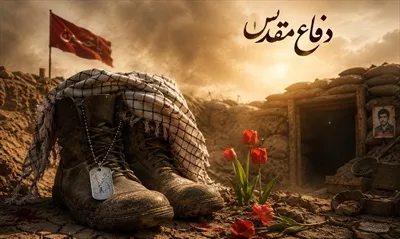 عکس پوستر افقی دفاع مقدس با طراحی زیبا